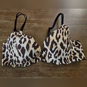 Victoria's Secret Leopard Peint Push Up Bra 34C VS Secret Ebrace Bra Black Lined
